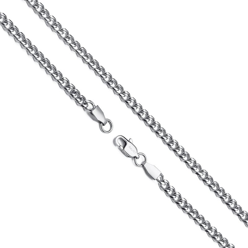 AmyRT Jewelry 4mm Silver Titanium Steel Link Curb Chain Necklace for Men Women 18 in - Image 1